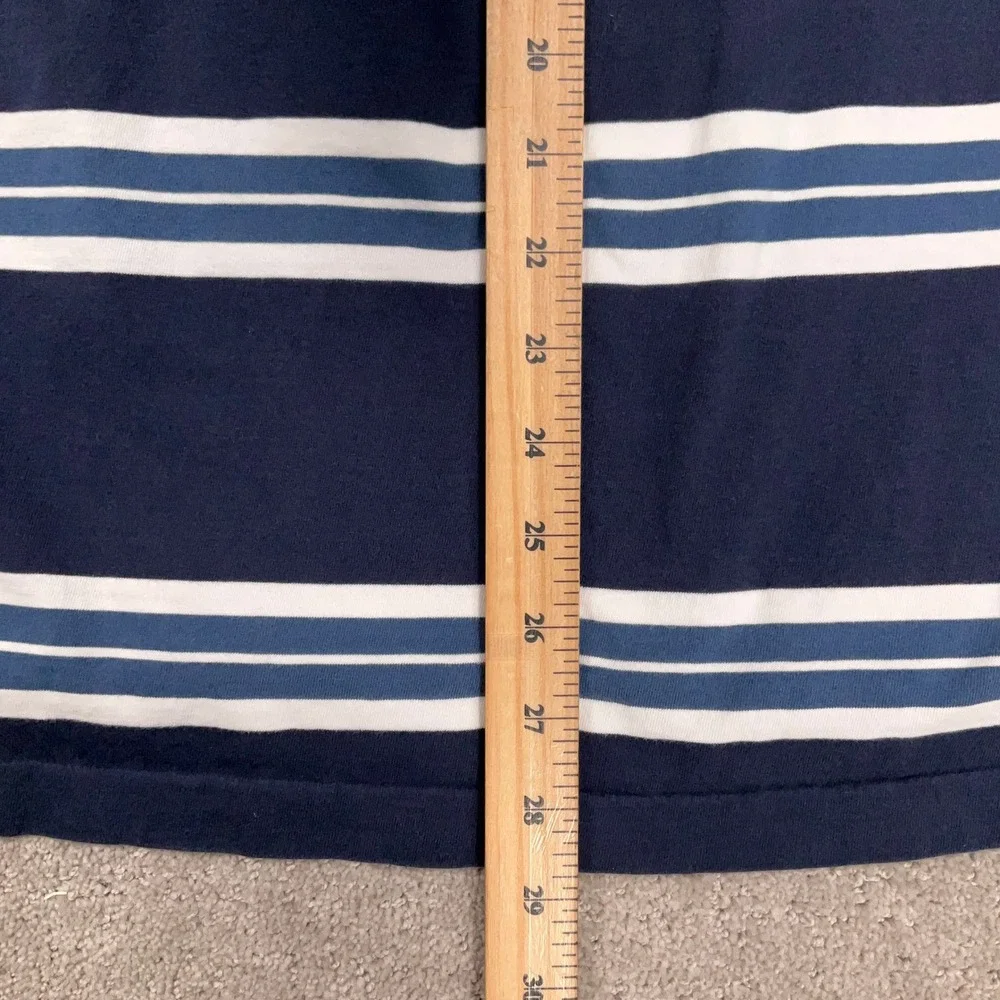 Lacoste T-Shirt Mens 8/3XL Navy Blue Stripe Long Sleeve Regular Fit‎ Preppy